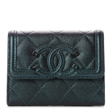 chanel filigree flap card holder dark turquoise|CHANEL Iridescent Caviar Quilted Filigree Card Holder Dark .